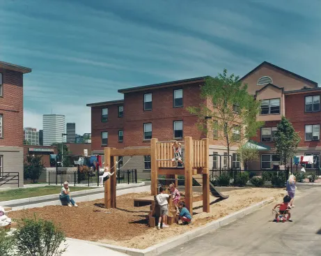 A+playground+in+the+renovated+West+Broadway+housing+development.