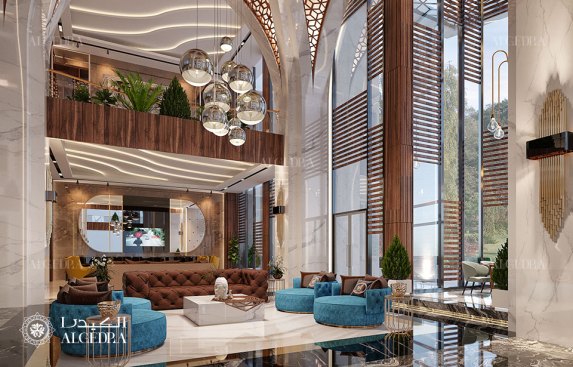 Luxury hotel lobby lounge design