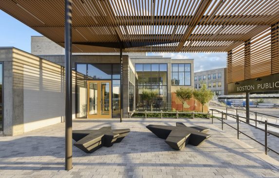 The new entrance of the Boston Public Library’s Roxbury branch. “One of the most significant features of the renovation was the repositioning of the front door. This was important not only because it made the entrance more accessible, but it was also meaningful from a symbolic perspective. The Boston Public Library’s charge is to remain ‘free to all’—making sure that our entrances are welcoming and part of the heart of our communities is an incredibly important piece of fulfilling that mission.” Allen Knight, librarian for the Boston Public Library’s Roxbury Branch