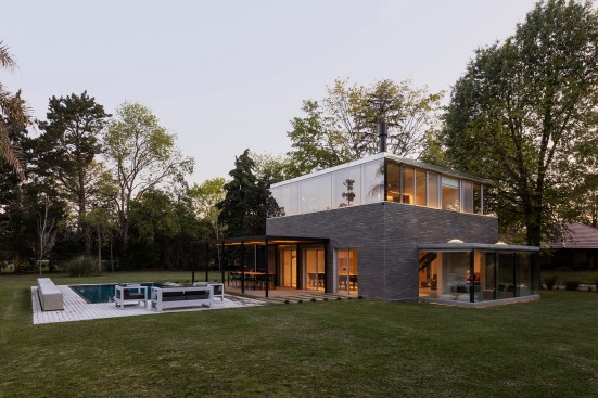 As sun goes down, the interior lights up like a light box