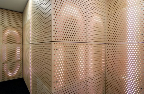 View of vestibule cladding