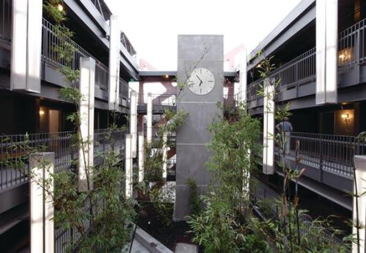 Another view of the landscaped courtyard, which is accessible from each of the building's 42 units.