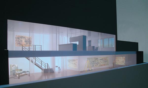 Matlocks pedestrian friendly solution to the residential only requirement was to create street level duplexes that incorporate studio and exhibition space, establishing a synergy with the surrounding artistic environment.