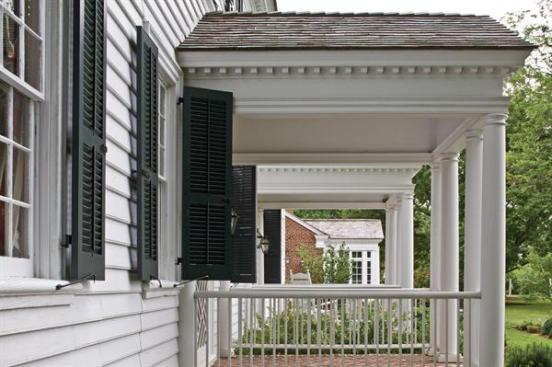 View across the new rear porches to the breakfast room.