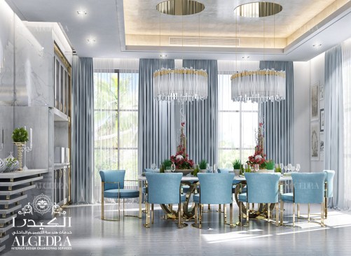 Dining room interior in luxury villa