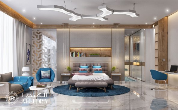 Bedroom interior design of luxury villa contemporary style