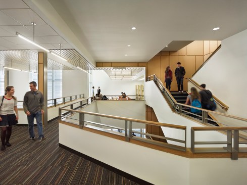 New main stair located between the original library and the addition