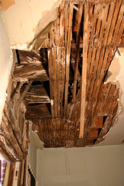 Ceiling condition before restoration