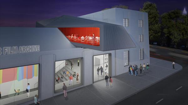 Cantilevered caf&eacute;&nbsp;projecting over entrance (2011).