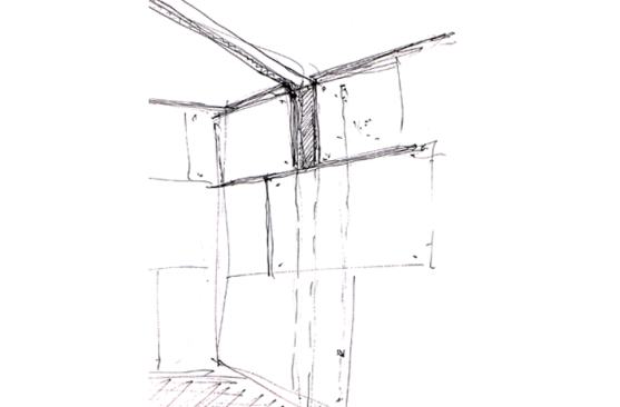 Sketch of the vestibule ceiling and panel arrangement