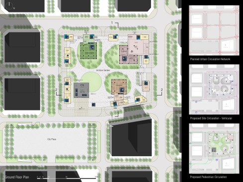 Circulation diagrams & site plan