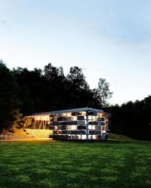 Storage Barn, exterior at night
