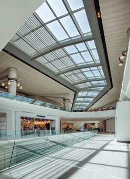 Supporting Aventura Mall's bright, modern design, Linetec finished the skylight's aluminum framing components in a Pale Oak color.