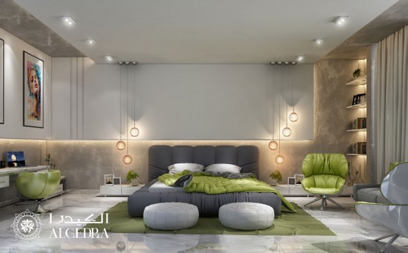 Deluxe villa bedroom design contemporary style