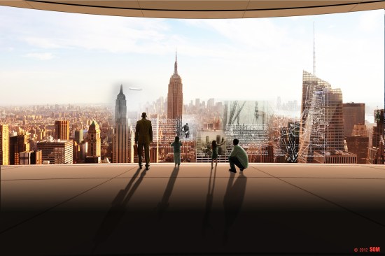 Interactive features on the observation deck's windows.