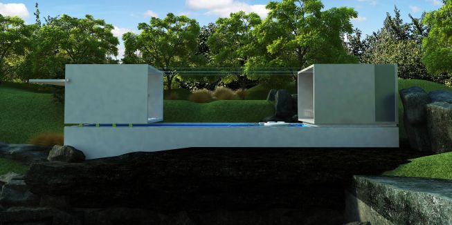 Side  elevation: 12 meter open house condition