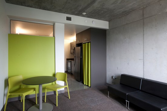 Each studio apartment comes with bedbug-proof furniture, a bike rack, kitchen, and bathroom.
