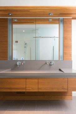Custom vanity with wall mounted faucets