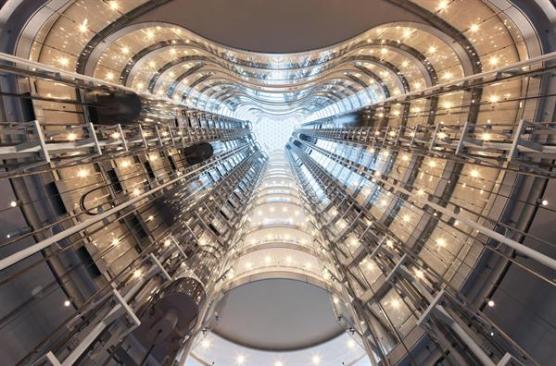 View in the atrium looking toward skylight.