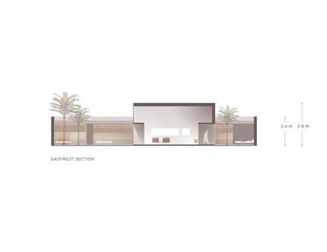 The east-west building section. 