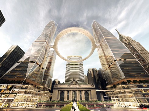 A movable observation deck would offer views of the city from different heights.