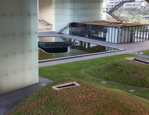 Landscaping beneath the Vanke Center.
