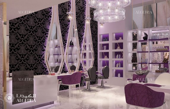 Hair styling area in beauty salon