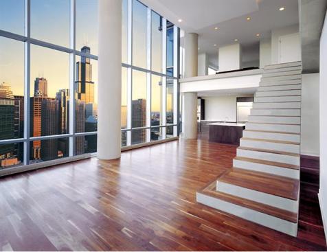 Balconies, open floor plans, and extensive glazing present residents with some choice Chicago views.