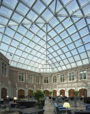 Super Sky Products manufactured and installed a custom dome skylight spanning 80 by 85 feet over what previously served as outdoor space.