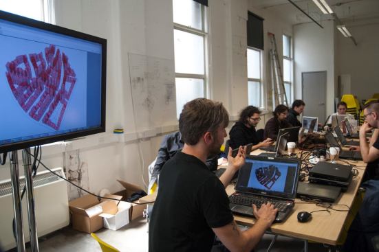 Henrik Malm shows a building model generated in his cluster 
PAD (Probabalistic Architectural Design).