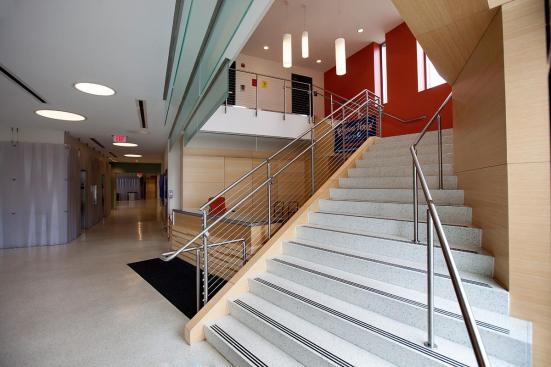 Silhouette Railing System shown with Stainless Steel guardrails and handrails, cable infill at Salem State University, Salem, Massachusetts