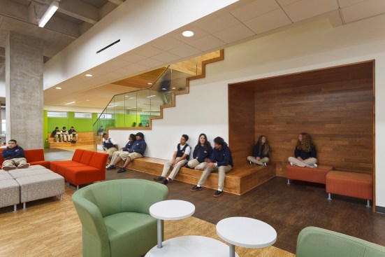 E3 Civic High, by LPA - Entry park.
