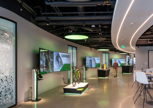 In the Customer Experience Center each exhibit pod and associated lighting works independently from the rest of the exhibit floor. 