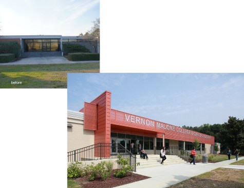 before and after, new facade