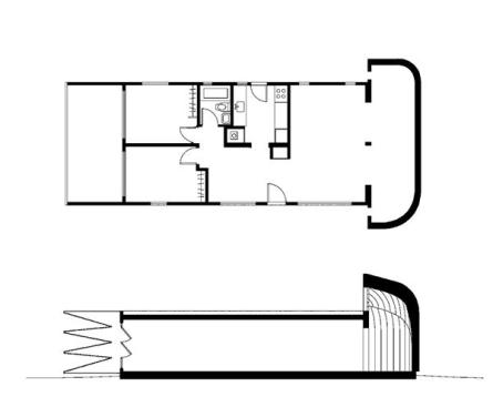 Floor plan and section.
