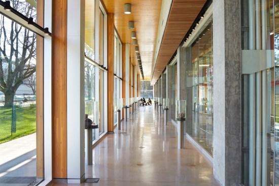 The display component of the Pacific Museum of the Earth runs parallel to the open high-headed labs.