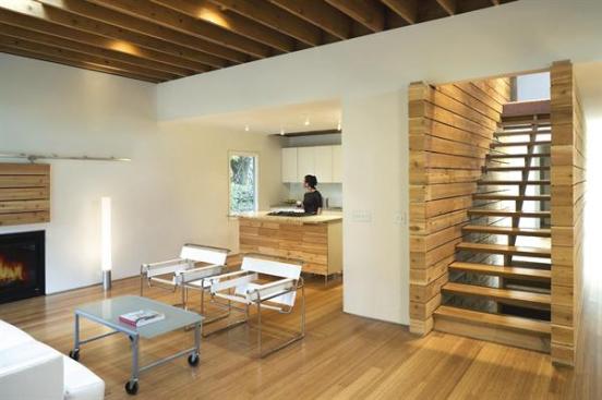 The homes master bedroom and bath are on the first floor along with the kitchen and living room area. 