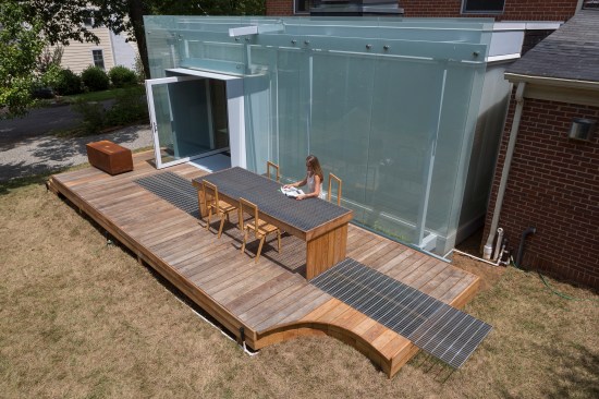 Exterior of the bubblewrap addition.