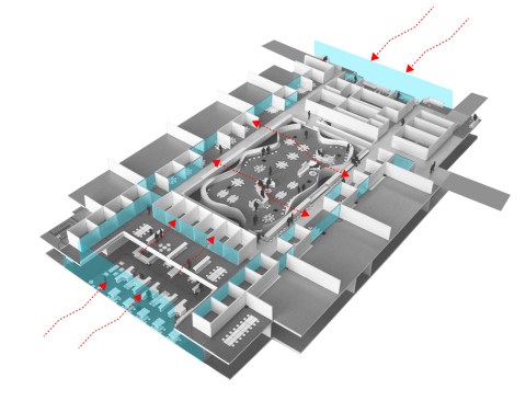 Second floor model illustrating transparency.