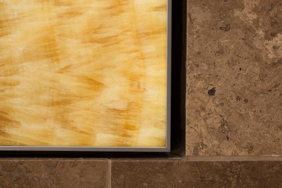 LightPlane Panels in ViviStone Honey Onyx with Pearlex finish shown illuminated at the Woolworth Building, Eugene, Oregon