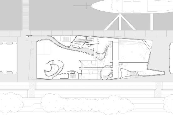 Sketch Showing Exterior Sculpture Gardens In Relation to Urban Lobby and Ground