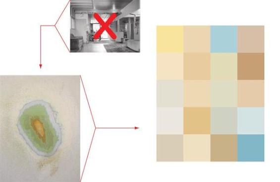 Careful excavation of paint layers uncovered Schindler's original palette.