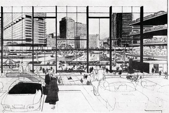 View+out+from+a+parking+garage.