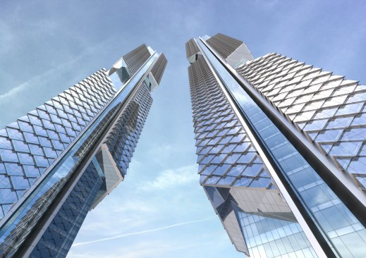 View up the towers.
