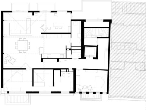 from kitchen looking towards dining area