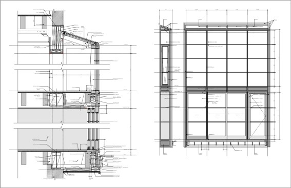 Left: Two-Story Bay Window Detail; Right: Two-Story Bay Window Side & Back Elevations