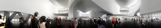 Interior rendering of departure level.