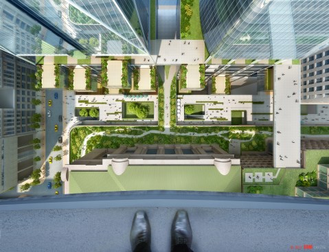 View downward from observation deck.
