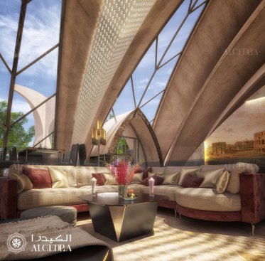 Luxury restaurant lounge area