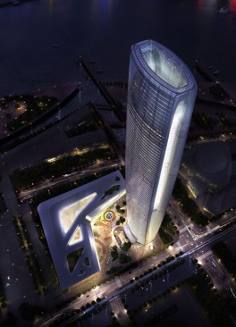 Aerial view at night.